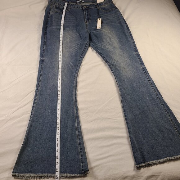 Kreamy Women's 2X Pants Flared Leg Opening Jeans Blue - Picture 9 of 10